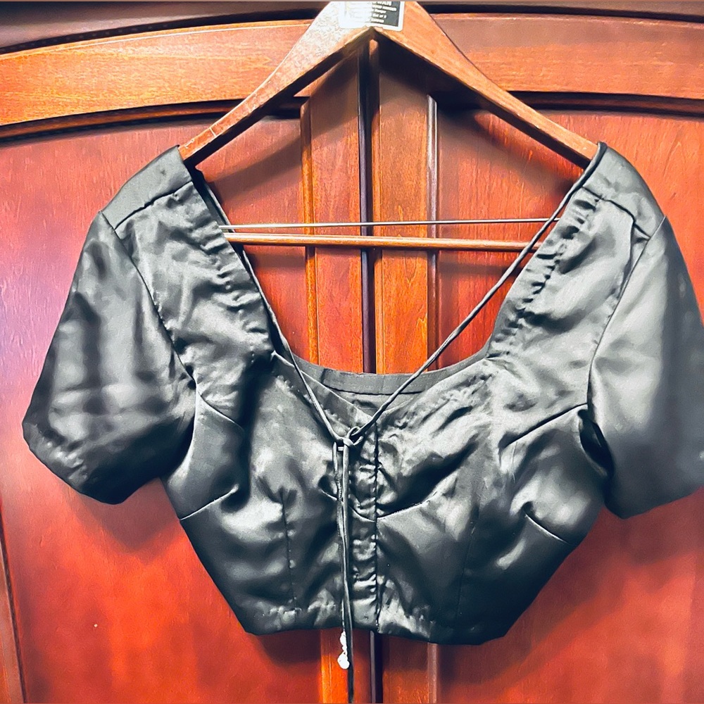 Beautiful satin black saree blouse - Picture 6 of 8
